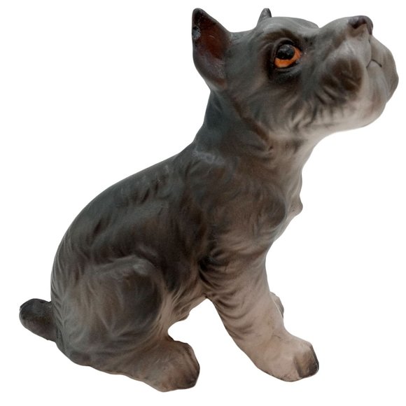 Schnauzer Figurine Vintage Dog Figure Norcrest Made in Japan Collectible Ceramic - Picture 1 of 11